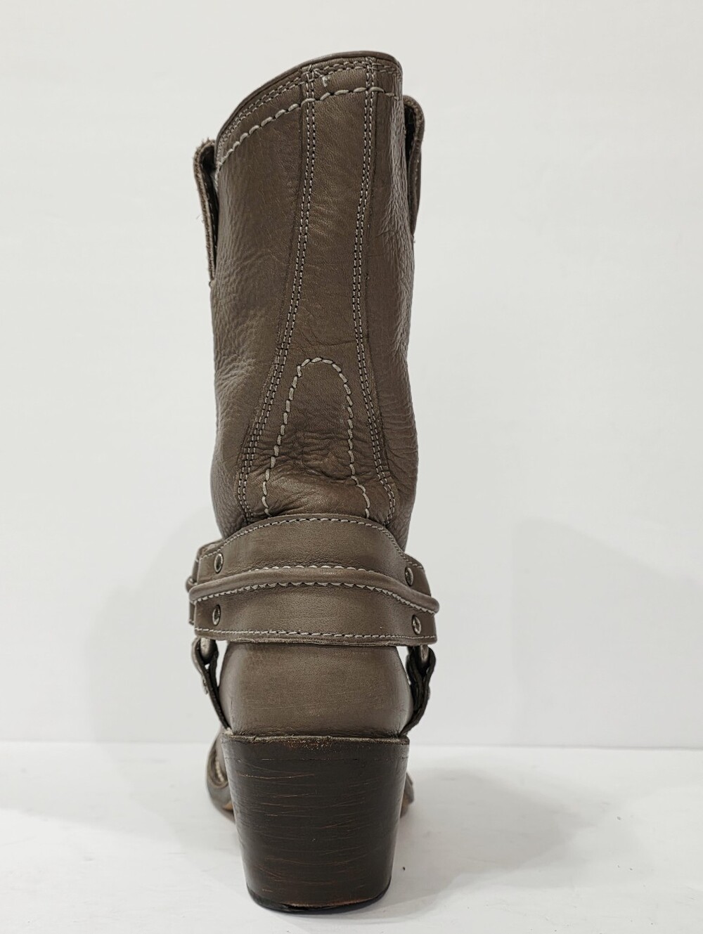 Frye 77376 GRAY Leather Boot Riding Moto Harness 12R Biker Ride Women 6.5 M Used - Picture 16 of 16